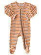 Organic Pumpkin Stripe Baby Zip Footie Pajamas | Fall Baby Outfit