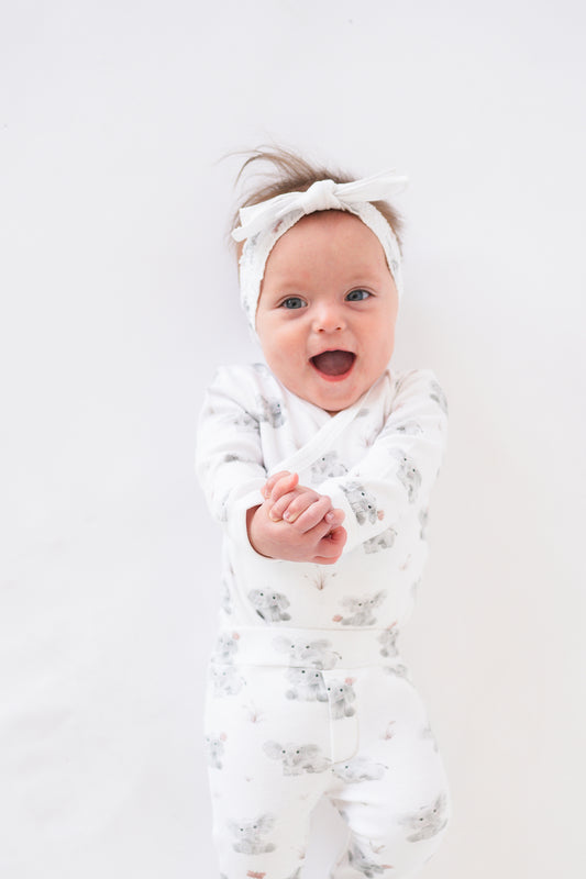 Baby Elephant Organic Cotton Bow Headband