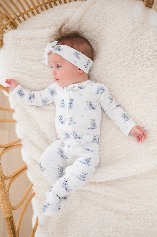 Baby Hippo Organic Cotton Bow Headband