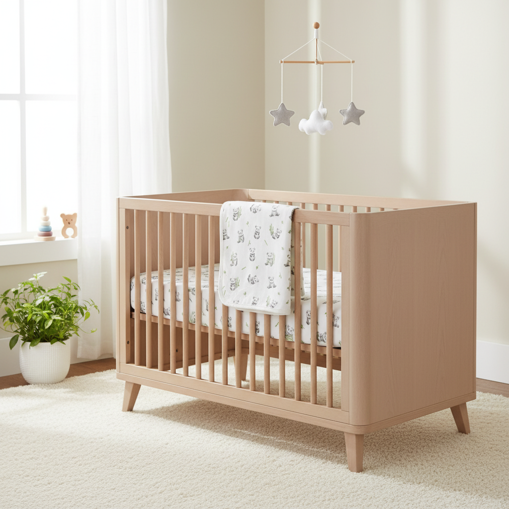 Nursery scene with Cute Panda Organic Cotton Bundle