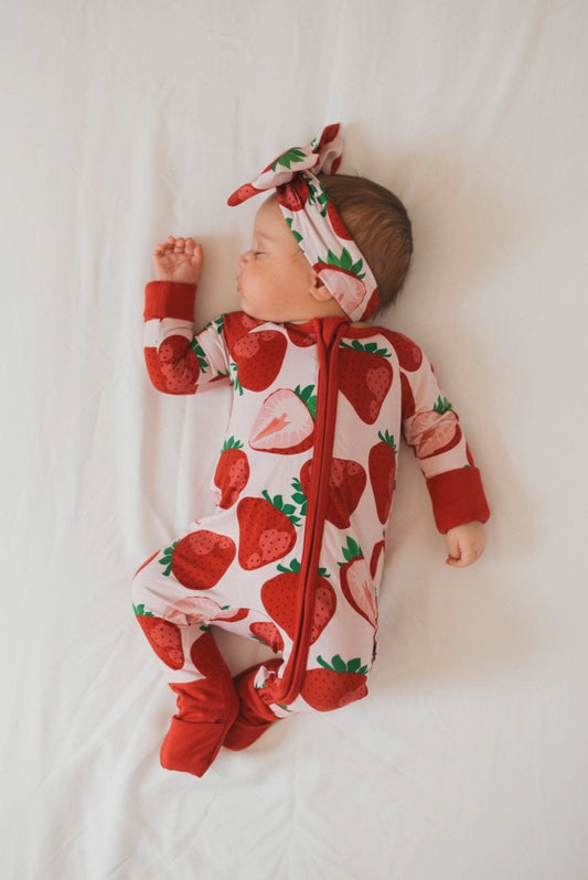 Berry Sweet Strawberry Bamboo Baby Romper Sleepwear