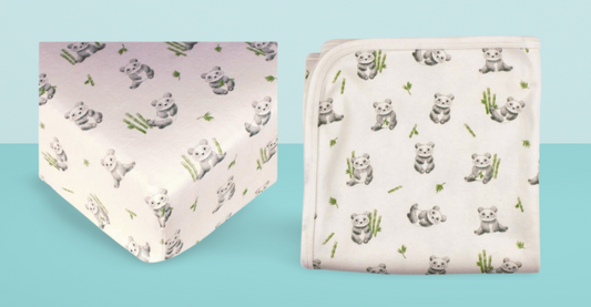 Baby Panda Crib Sheet/Blanket Nursery Set