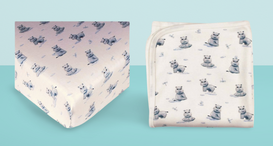 Baby Hippo Crib Sheet/Blanket Nursery Set